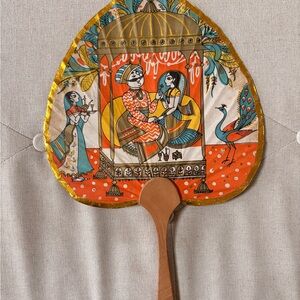 Vintage Gold foil trimmed Souvenir fan Air India  (Promotional for guest Fan)